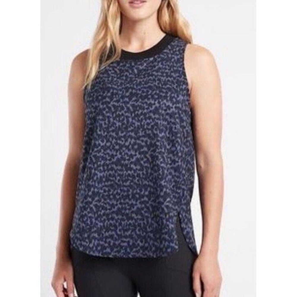 Athleta Zephyr Print Tank Top Blue Black Size XS